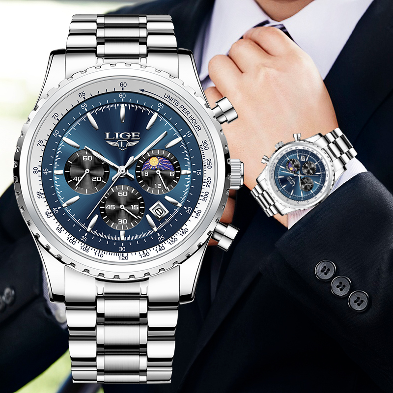 LIGE Brand Luxury Quartz Man W - Luxury Watch Magazine ulasan dan harga
