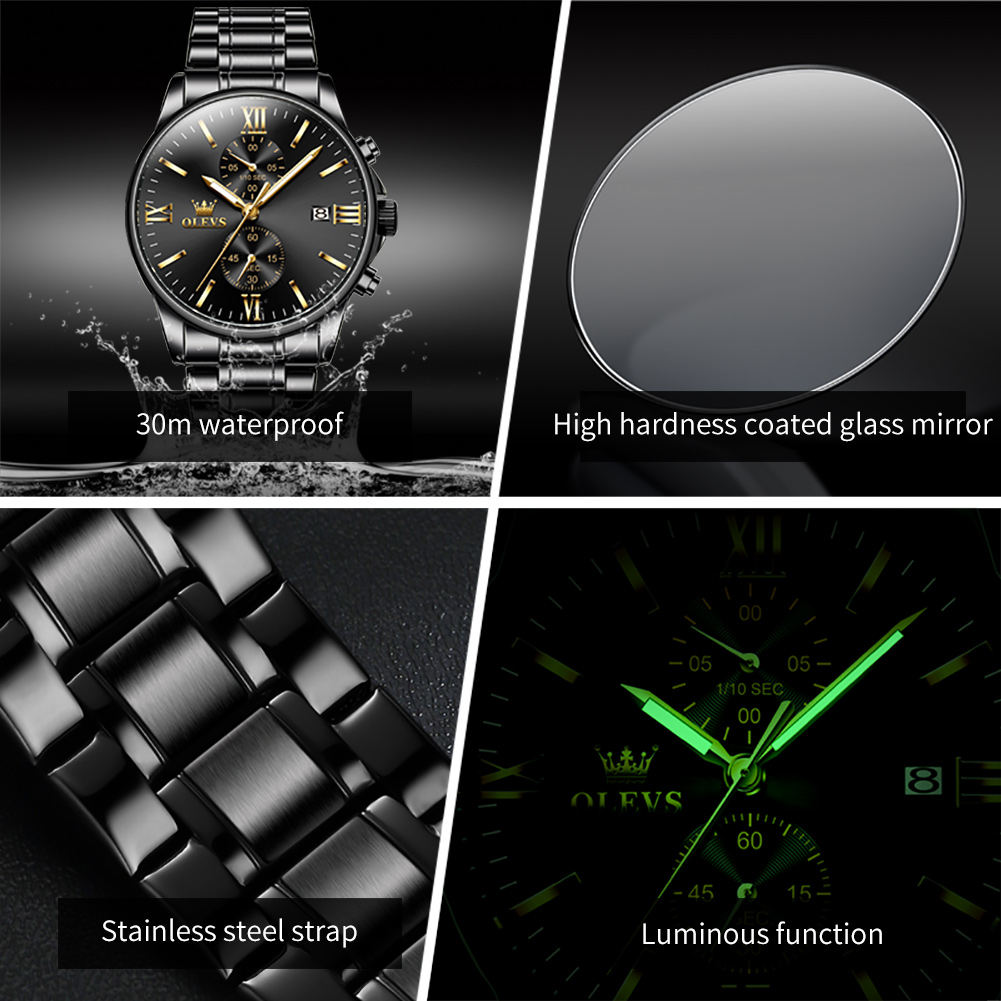 OLEVS 2886 Classic Black Quart - Luxury Watch Magazine ulasan dan harga