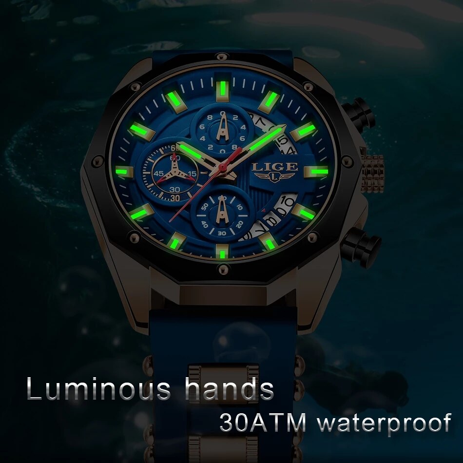 LIGE Fashion Men Watches Top B - Luxury Watch Magazine ulasan dan harga
