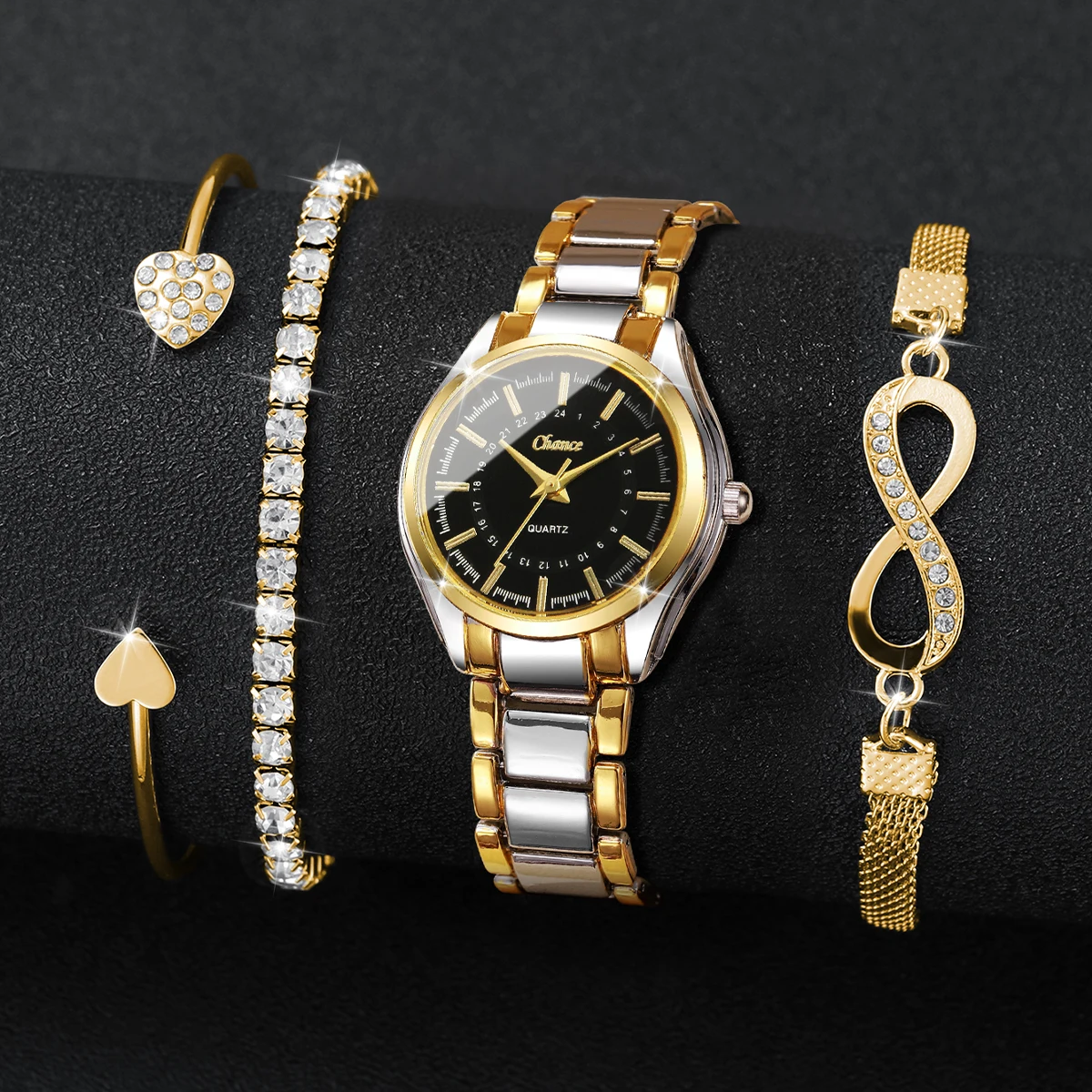 4PCS Elegant Women Watches Bra - Luxury Watch Female ulasan dan harga